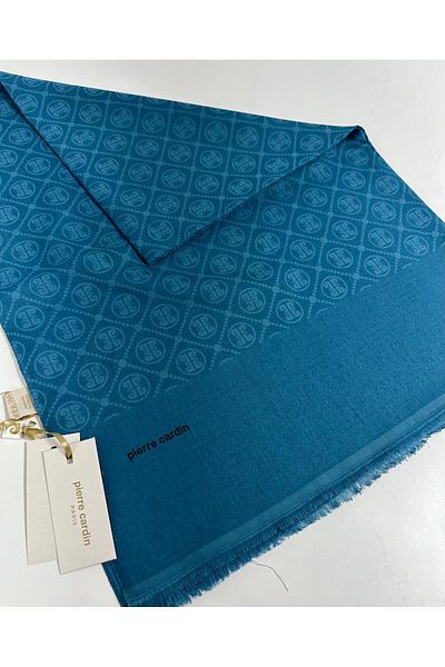 Pierre Cardin Σάλι Elegans Monogram, Petrol Blue 75x190