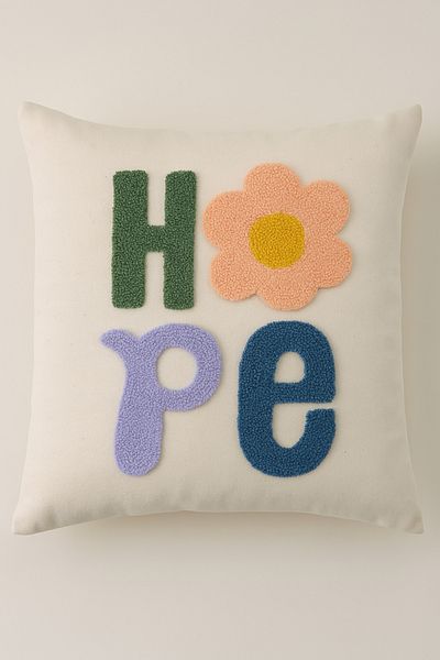 Rell Home غطاء وسادة منقوش عليه عبارة "Hope"