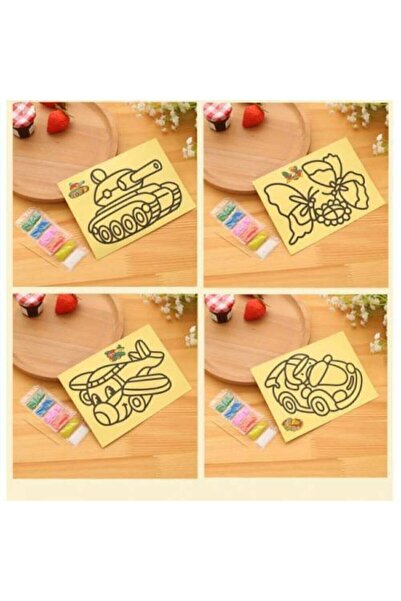 Dem Ticaret A4 Boyutunda 5 Adet Kum Boyama Seti, Büyük Boy Kum Boyama Seti