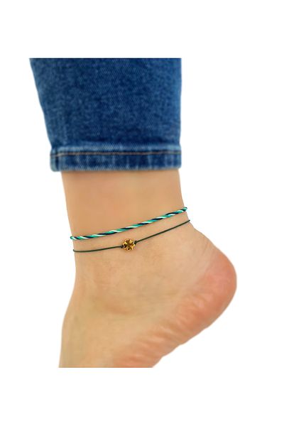 Atölye Merdiven 2-Piece Lucky Clover Unisex Rope Anklet Combination