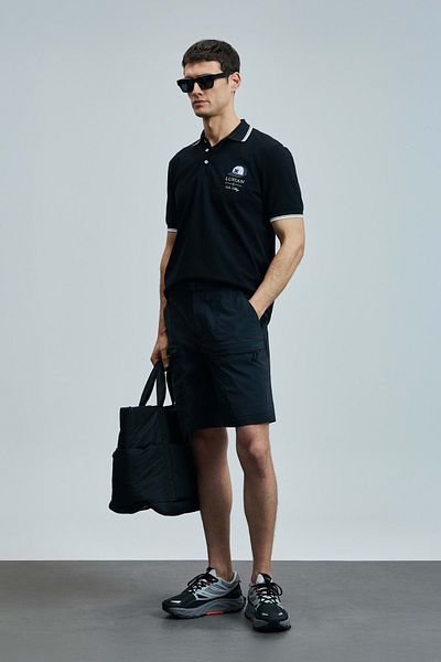 Lufian 111040223 Sandor Smart Polo Neck T-shirt Ανδρικό T-shirt Μαύρο