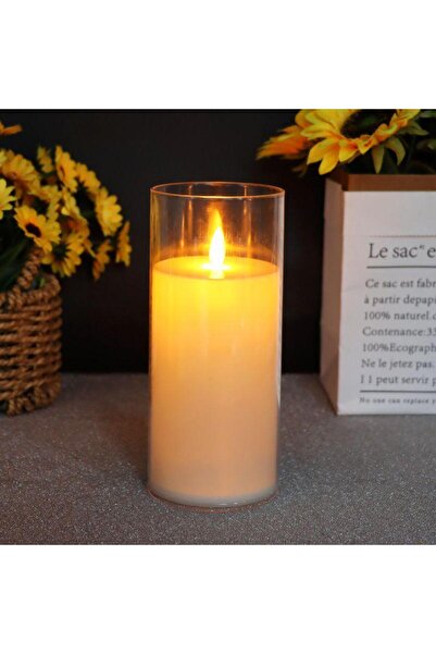 mutlu adım 1 Adet 17,5x7,5cm Plastik Led Mum Pilli