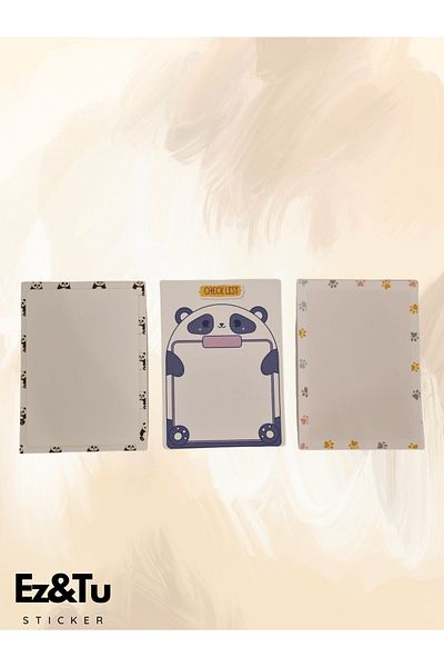 Ez&Tu Stıcker Panda 8X8 Cube Note and 10.5 X 14.8 Memo Pad Set 4' School