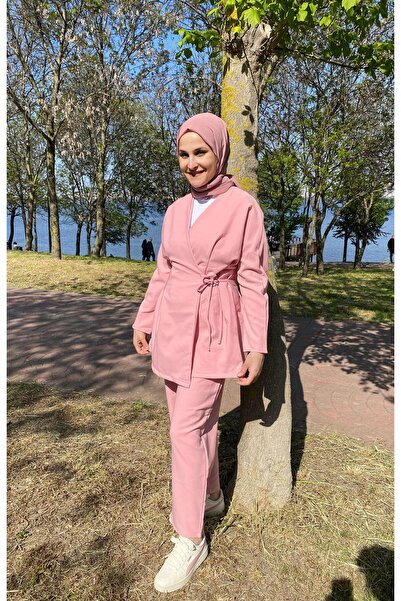 Miraydın Butik Γυναικείο κοστούμι με κορδόνια M101 - Ροζ