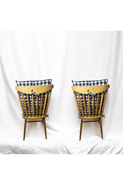 GÜLLÜCE HOME 2'li*pötikare*siyah*arkalıklı*yıkanabilir*sandalye Minderi