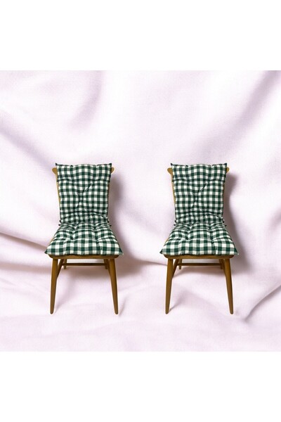 GÜLLÜCE HOME 2'li*pötikare*koyu Yeşil*arkalıklı*yıkanabilir*sandalye Minderi