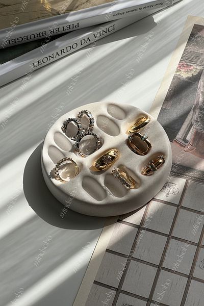 mindsoho Varnished (Wax) Decorative Sand Patterned Jewelry Plate, Ring Holder, Earring Holder, Jewelry Product Shooting Plate