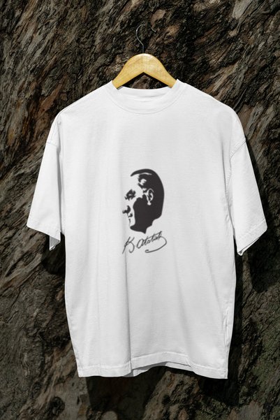 MG Ataturk Printed Unisex Crew Neck Cotton Oversize Short Sleeve T-Shirt