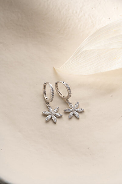 Silvano Jewelry 925 Ayar Gümüş Lotus Çiçeği Küpe