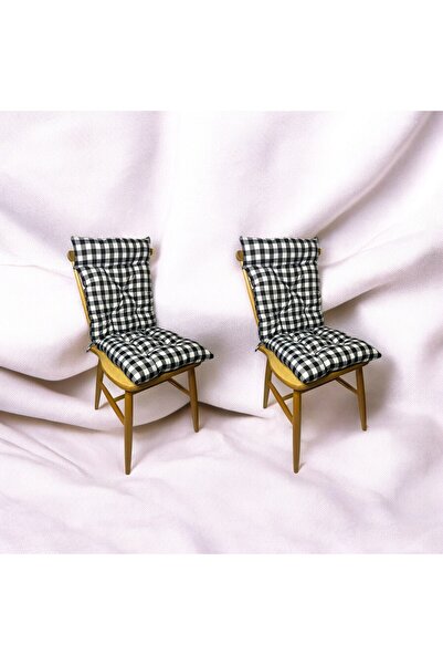 GÜLLÜCE HOME 2'li*pötikare*siyah*arkalıklı*yıkanabilir*sandalye Minderi