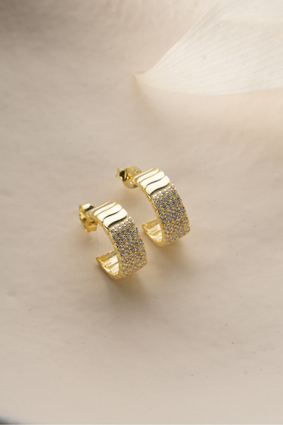 Silvano Jewelry 925 Ayar Gümüş Taşlı Halka Küpe