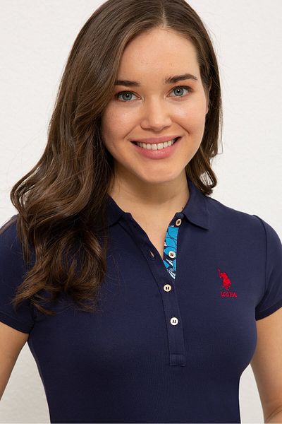 U.S. Polo Assn. Women's Navy Blue Basic Polo Collar T-Shirt