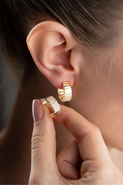 Silvano Jewelry 925 Ayar Gümüş Taşlı Halka Küpe