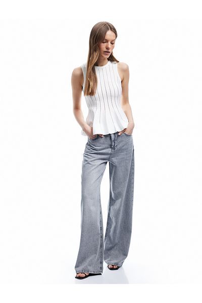 Koton Cotton Loose Fit Wide Leg - Normal Waist Denim Jean