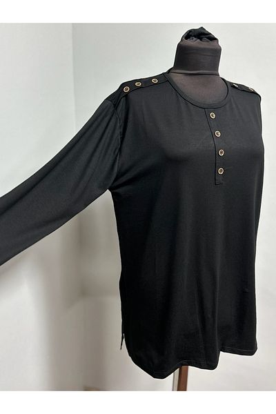 ÖZDEV Women's Rikralı Mother Combed Cotton Blouse for Middle Ages and Above with Shoulder and Front Button Detail