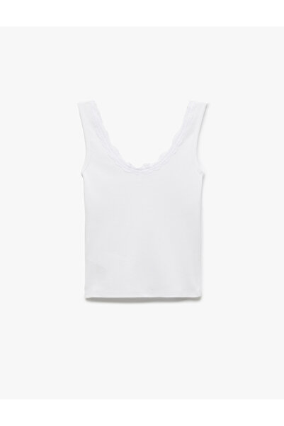 Koton Lace Detailed Bow U-Neck Sleeveless Slim Fit Blouse