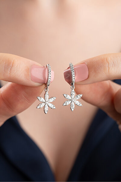 Silvano Jewelry 925 Ayar Gümüş Lotus Çiçeği Küpe