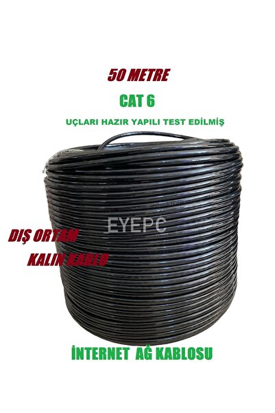 Yastech DIŞ ORTAM İÇİN DAYANIKLI İNTERNET KABLOSU CAT 6 KAYIPSIZ 50 MT 50 METRE