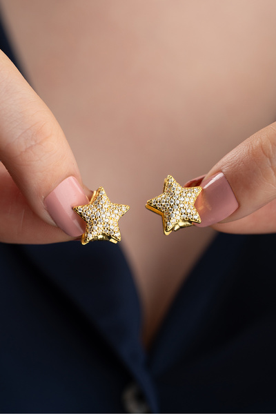 Silvano Jewelry 925 Ayar Gümüş Taşlı Yıldız Küpe