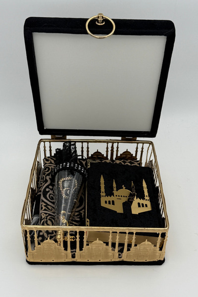 Uğurlu Hac Camili Hediyelik Kadife Sandık Set