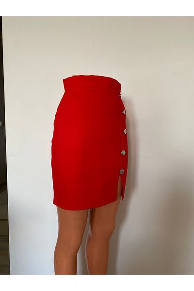 BRAVORİTE Red Button Detail Skirt