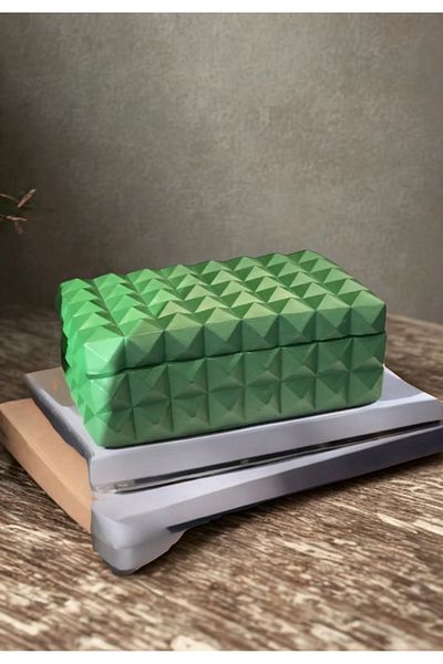 İki Cadı Tasarım Studded Box, Large Size Green Decorative Box