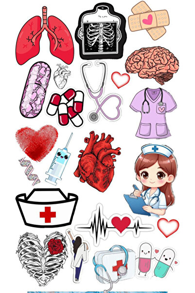 BK Design Tıp Doktor Hemşire Sticker Telefon Laptop Notebook Tablet Defter Matara Stiker Etiket ST1395