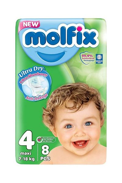Molfix - Baby Diapers - 10 Small Packs - Maxi Size 4- 8 Pieces (total 80 diapers)