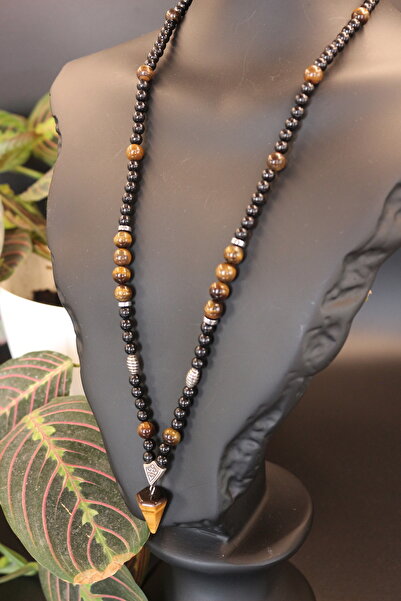 magıcgrange Tiger Eye Natural Stone Men's Necklace – Capricorn, Leo, Gemini – Courage and Energy Stone