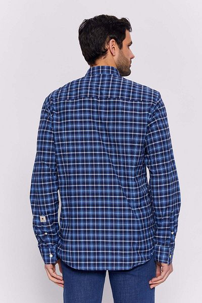 Galvanni Men's Navy Blue Shirt - Lukciri Navy Multi Checked
