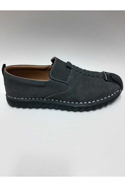 Luis Figo Lui̇s Fi̇go Genuine Leather Laceless Gray Color Nubuck Summer Men's Shoes