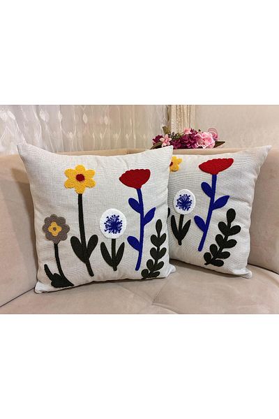 Mustgross 2 Pieces 43X43Cm Decorative Linen Throw Pillow Case