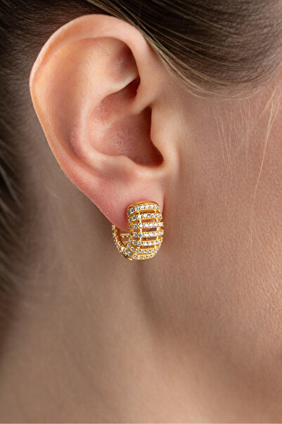 Silvano Jewelry 925 Ayar Gümüş Halka Taşlı Küpe