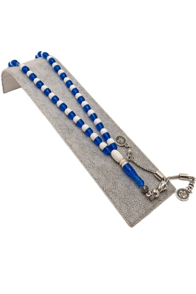 Han Ticarethane Специален дизайн двуцветни синьо-бели молитвени мъниста от ст...