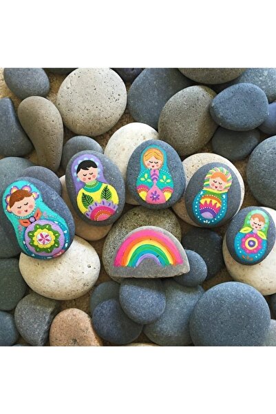 E&K ÇAY Plaka Boyama Boyama Plakası Mandala Boyama Hobi Taşı 20 Adet Orta Boy (M)