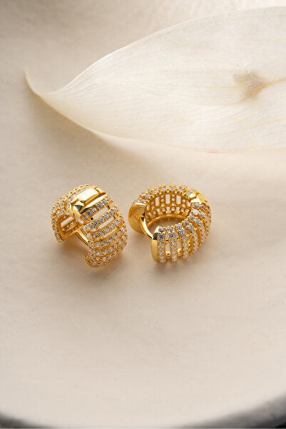 Silvano Jewelry 925 Ayar Gümüş Halka Taşlı Küpe