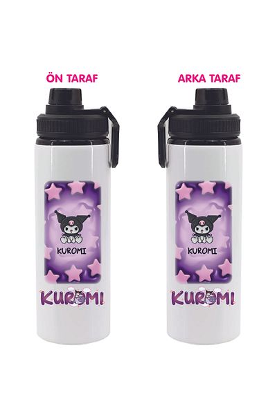 DKDZ SHOP Kuromiii Printed Metal Water Bottle Black 850ml.-051