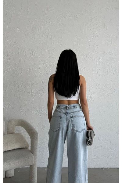 geenz manifacture Cu cataramă, cu croiala largă, cu picioare largi, blugi largi, casual, pantaloni largi de damă
