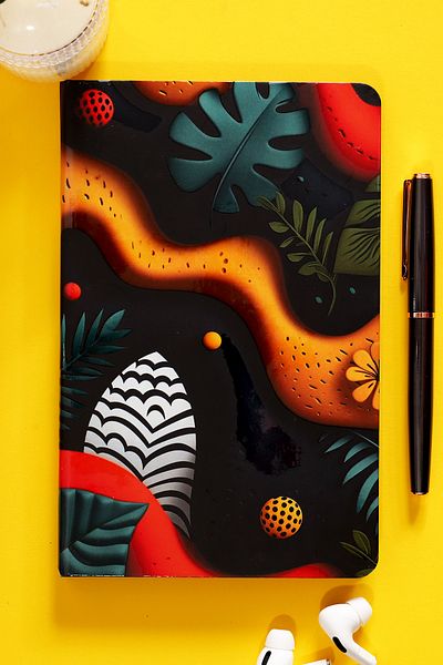 inkglo Leaf Pattern Stripes Notebook Hard Cover 96 Sheets School Daily Office Note Book