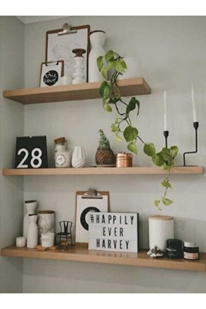 Elit ahşap 3'lü Dekoratif Gizli Monte Duvar Rafı,ucan Raf, Kitaplik 18 Mm Mdf 60*15 50*15 40*15