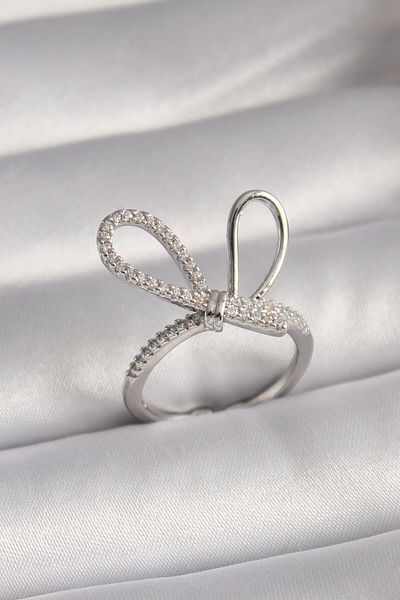 Skygo Brass Silver Color Zircon Stone Knot Model Women's Ring - Tj-byk3086