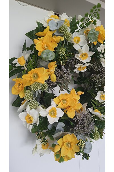 Flowersbymeral NERGİS ÇİÇEKLİ KAPI SÜSÜ SARI