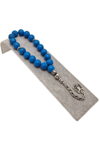 Han Ticarethane Sphere Cut Blue Howlite Natural Stone Mascot Efe Rosary
