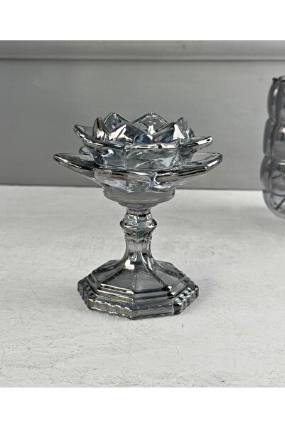 PEKİBU KRİSTAL AYAKLI LOTUS FÜME MUMLUK