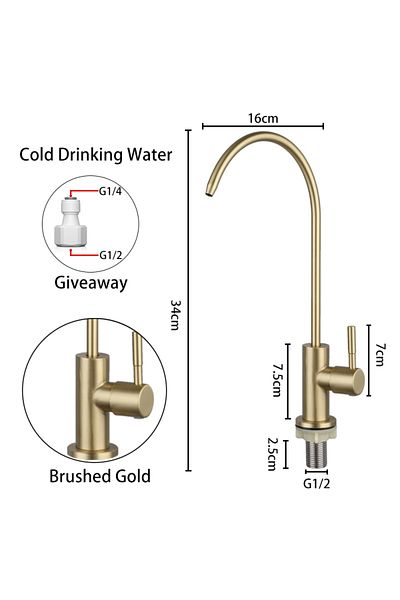 Choice A11223GN ULA 1/4"Kitchen Faucets Direct Drinking Tap Stainless Steel Water Purifier Faucet Single Co