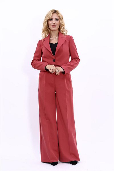 ÖNDER ÖZSOY Collarsingle Button & Drape Sleeves Short Jacket Combination