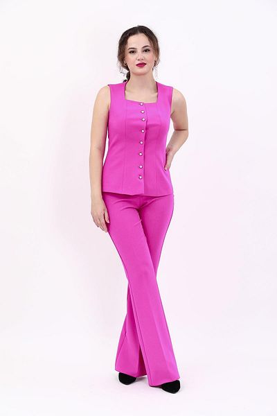 ÖNDER ÖZSOY Square Collar Cup Vest & Flared Trousers-Fuchsia