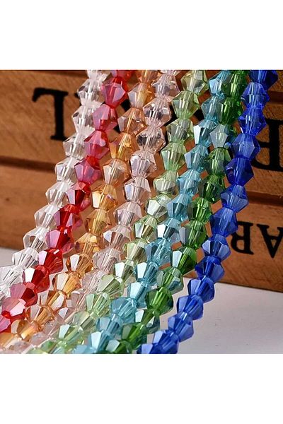 yiğit aksesuar 4 mm 8 Colors Pyramid Crystal Beads Glass Beads Jewelry Making Supplies