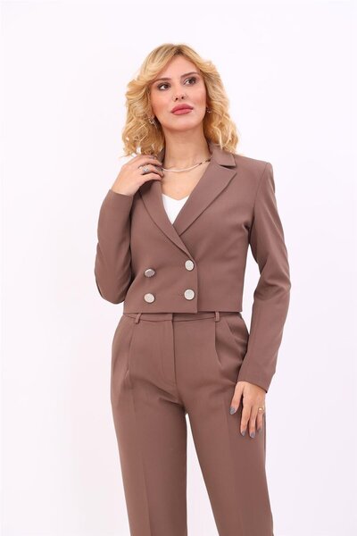ÖNDER ÖZSOY Men's Collared Short Jacket - Brown - 1048100