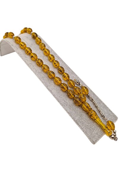 Han Ticarethane Mărgele de rugăciune din chihlimbar pudră portocalie cu model...